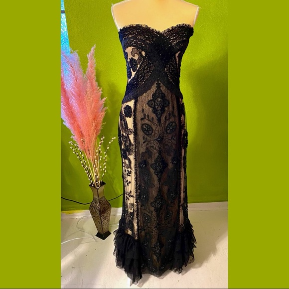 BLACK & NUDE LACE BASIX II STRAPLESS DRESS 6 - Picture 3 of 6